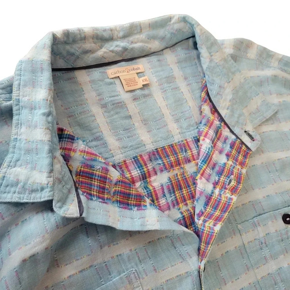 Carbon2Cobalt Men's XXL Blue Button-down Long Sleeve w/ Multi-color Detailing - Picture 11 of 14